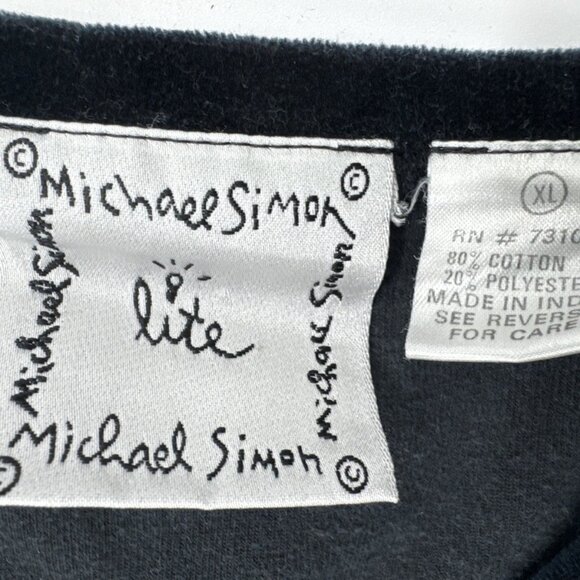 MICHAEL SIMON Womens Pant Suit Set Black Velour Christmas Embroidered Holiday - Picture 3 of 16